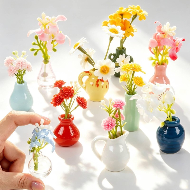 10 Packs Mini Vase Fridge Magnets Ceramic Magnets for Fridge