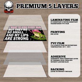 I Want to Kiss Every Bug They're So Small My Lips are Strong | Bumper Sticker or Car Magnet | Cowboy Funny Frog Waterproof Vinyl Sticker for Trucks Vans Cars [7.5x3.75]