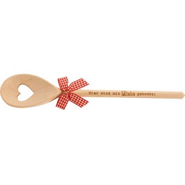 Spruchreif Wooden Cooking Spoon with Heart and Engraving "Hier wird mit Liebe gekocht" | Perfect Gift Idea for Mother, Dad, Hobby Chefs & Special Occasions