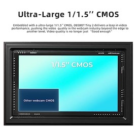 OBSBOT Tiny 2 PTZ 4K - Webcam de 1/1,5" CMOS 4X, Enfoque más rápido, USB 3.0, transmisión de Datos 10 Veces más rápida, Control por Voz, con minitrípo