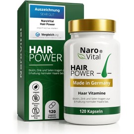 NaroVital Hair Power Hair Vitamins – High-Dosage Formula with Biotin, Zinc, Selenium, OPC, Millet Extract (Rich in Silicon and Silica) – 120 Capsules (2 Months Supply) for Hair and Beard Growth Support