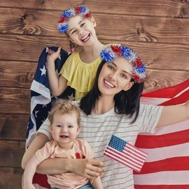 4th of July Headband Glitter Patriotic Hair Hoop Independence Day Hair Accessories Red White Blue Glitter Tinsel Headband for Women Girls Veteran's Day and Memorial Day 4th of July Party