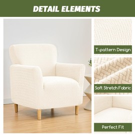 FUANGUI Banquet Armchair Slipcover Chair Covers with Arms Stretch Club Chair Slipcover Soft Armchair Sofa Covers Anti-Slip Furniture Protector for Dogs Pets Home Living Room Decor