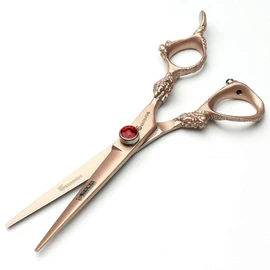 Rose gold 440c high hardness Japanese hairdressing scissors Salon hairdressers Hair cutting and thinning hairdressing professional hair cut