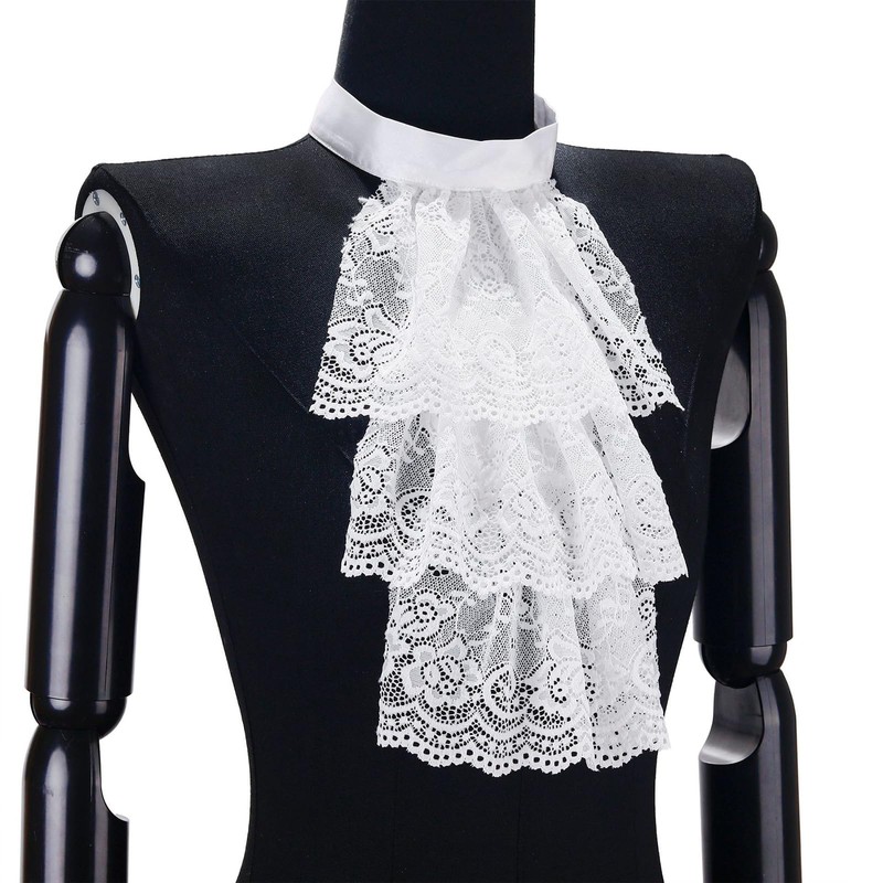hokojix Detachable Ruffled Jabot Collar Multilayered Lace Collar for Victorian