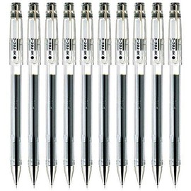 TEC Pilot C 04 Gel Ink Pen, Ultra Fine Point 0.4 MM, Black Ink, Value Set of 10