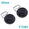 2 pcs Universal Camera Lens Front Caps 55mm with Secure
