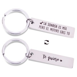 COLOFALLA Keyring for Partner Girlfriend Boyfriend Keyring I Love You in Spanish with Double-Sided Engraving Gifts Valentine's Day Christmas, silver