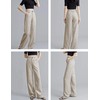 Hooever Womens Cotton Linen Pants Casual Button Up High Waisted