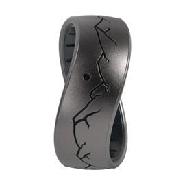 Enso Rings Etched Classic Silicone Rings - Comfortable and Flexible Design - 8mm Wide, 2.16 Thick - Daybreak - Platinum/Black Pearl - Size 5