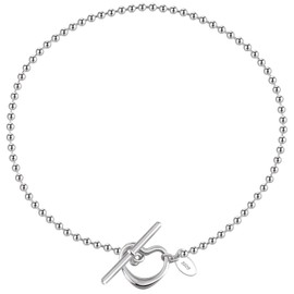 CHIRENMA Ankle Bracelets for Women, 925 Sterling Silver Cross Anklet Chain for Women, Adjustable Silver OT Toggle Clasp Heart Link Chain Anklet Bracelet (style 6-heart)