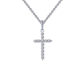 Lafonn Classic Sterling Silver Platinum Plated Lassire Simulated Diamond Necklace (0.36 CTTW)