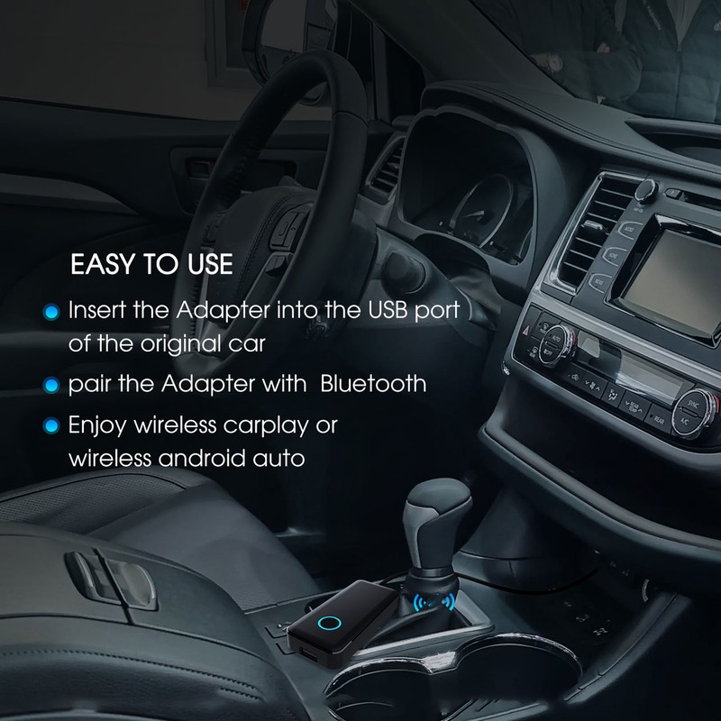 Wireless Carplay Adapter 3 in 1 Stable Connection Compact Wired