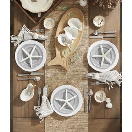 Mud Pie Oyster Shaped Triple Dip and Serving Set, White, 10.25" x 5.5"
