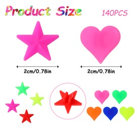 Giantree 140Pcs Bike Wheel Spokes Beads, Colorful Bicycle Spoke Bead Clips Plastic Bike Luminous Clip Bead Bicycle Spokes Accessories Wheel Decorations(Star + Heart shape)