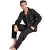 RuanMM Mens Satin Long Sleeve Silky Pajamas Premium Button Down