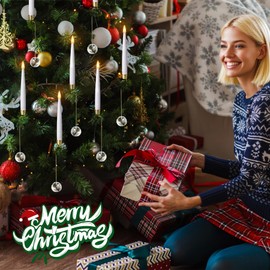 Mavandes LED Taper Candles with Clear Crystal Ball, Remote Timer White 12pcs Plastic Flameless Candlesticks Flickering Battery Operated Warm Light for Home Party Decor Indoor (Candles Size 0.5" x 6")