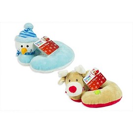 Set of 2 Christmas Baby Neck Support Pillows Snowman Reindeer Travel Pillow