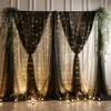 20ft x 10ft Black Backdrop Curtain with Lights String for