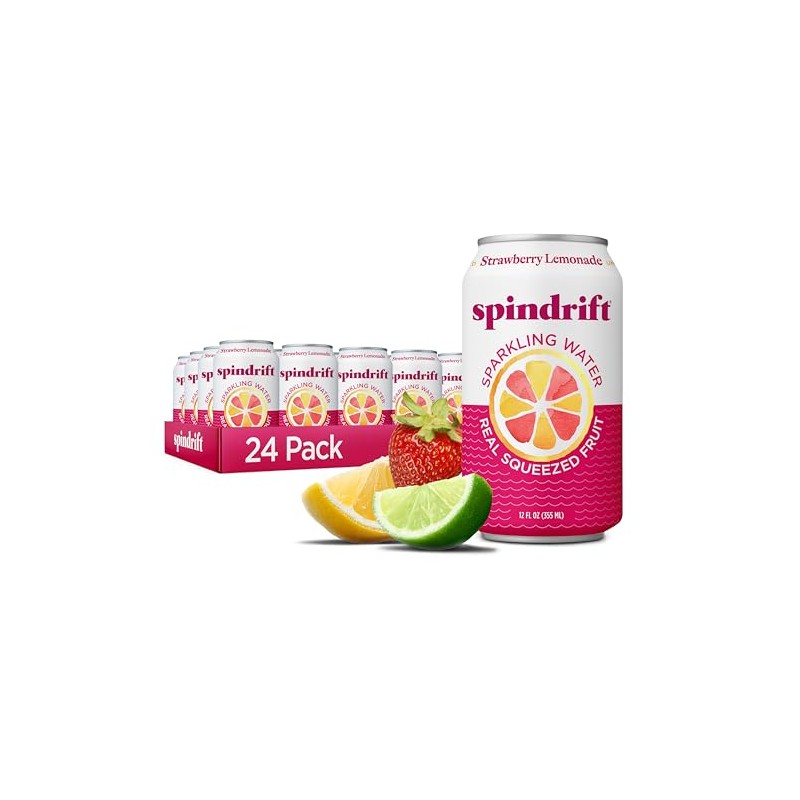 Spindrift Strawberry Lemonade Can 12 Ounce (Pack of 24)