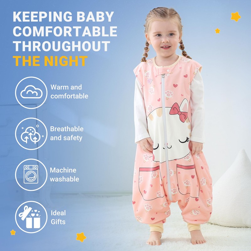 BETTERFUN - Saco de dormir para niños pequeños con pies
