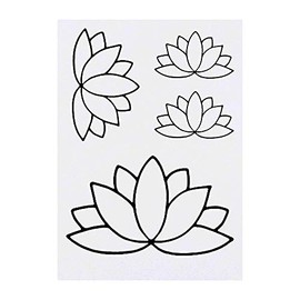 4 x 'Lotus Flower' Temporary Tattoos - Water Resistant, Skin-Safe, Non-Toxic Transfers, Mixed Sizes (TO00012425)