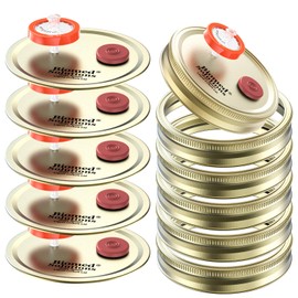 6Pcs Wide Mouth Liquid Culture Lid,Split-type Grain Spawn Cultivation Mason Jar Lid with 0.22um PTFE Syringe Filter & 20mm Self Healing Injection Ports For Mushroom Growing Mycology(Golden)…