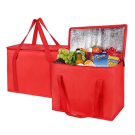Pack of 2 Foldable Cool Bag, Shopping Bag, Small, 5L/7L, Thermal Cooler for Office, Work, Outdoor, Travel, Ideal as Insulated Bag, Shopping Basket, Picnic Bag (Red)