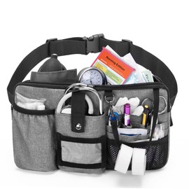 Trunab Utility Nurse Fanny Pack with 12 Essential Tool Pockets, Tape Holder, Adjustable Waist Belt, Medical Organizer Pouch for Nurse, Doctor Grey