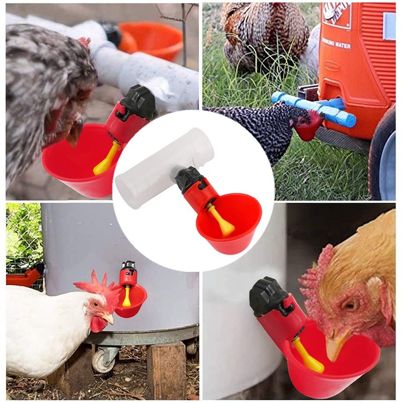 Plzoslly 10 Pieces Automatic Poultry Drinking Cups, Chicken Water Feeder
