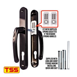 TSS UPVC Door Handles Lever/Lever 92mm PZ (Centres) 210mm Screw to ScrewBackplate 242mm X 34mm UPVC Door Handle External Door Handle White Replacement UPVC Door Handles (White)