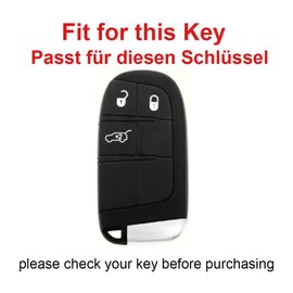 TECART Smart Car Key Case Cover Fits Chrysler 300C Jeep Renegade Compass Grand Cherokee Dodge Fiat 500X TPU Protective Key Cover Accessories Car Key Case with 3 Button C, black