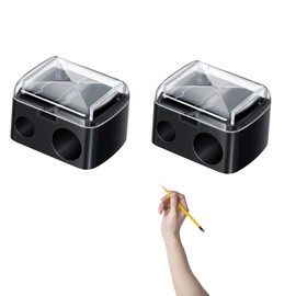 2 PCS fKiZanthene Eyeliner Sharpener, 2-Hole Makeup Sharpener, Compact Eyebrow Pencil Sharpener for All Almost Sizes, Eyeliner, Lip Liner & More, Easy to Clean(Black)