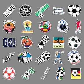 Soccer Stickers Football Stickers Pack of 50 Skateboard Graffiti Stickers Motorcycles Bicycle Snowboard Luggage Laptop Car Suitcase for Children and Teenagers Waterproof Vinyl Stickers