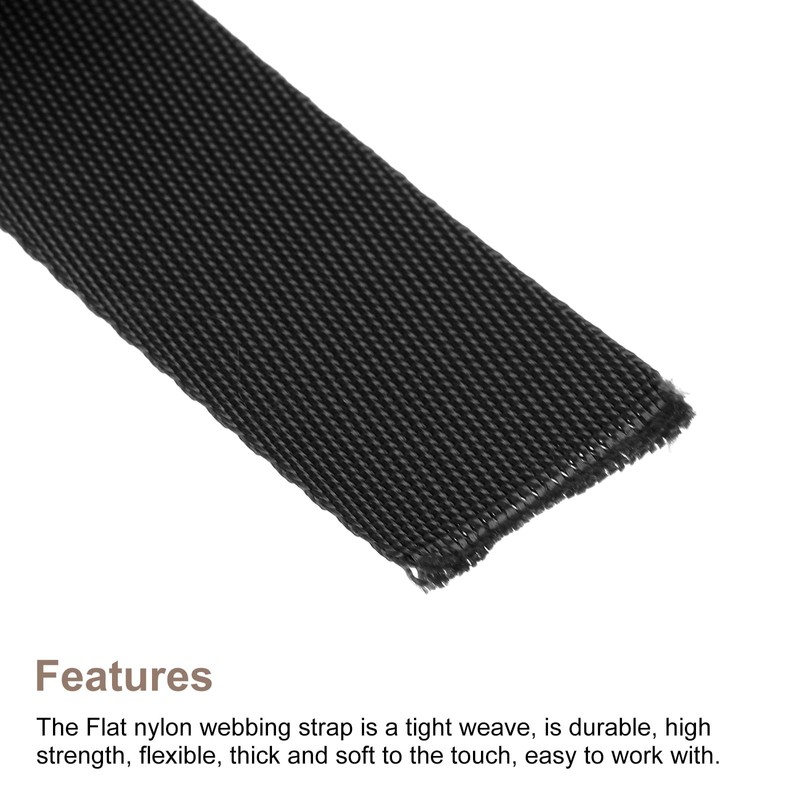QUARKZMAN Nylon Webbing Flat 1 Inch 10 Yards Black for