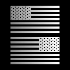 Hill Country Vinyl American US Flag [Pick Color/Size] Vinyl Decal Sticker for Laptop/Car/Truck/Window/Bumper (3.5in Subdued Pair, Gloss Metallic Silver)