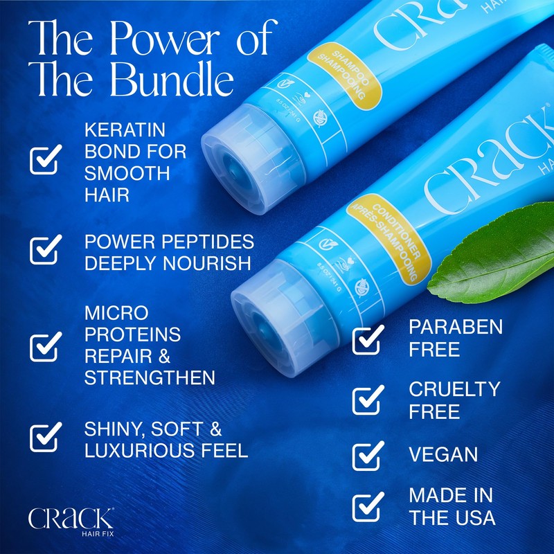 CRACK HAIR FIX Shampoo and Conditioner Set, 8.5 oz Each