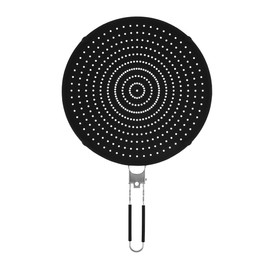 Silicone Splatter Screen, Silicone Splatter Screen for Frying Pan 13", Foldable Grease Splatter Guard Heat Resistant Oil Splash Guard, Non Stick, For Daily Cooking and Baking(Black)