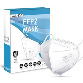 FFP2 Face Masks UK Certified Pack of 25 - Flat Fold Face Masks White- Disposable Safe KN95 Face Mask 5-Layer Fiber Protection Filter>94% Anti Dust Masks for Sanding - Portable Travel Friendly