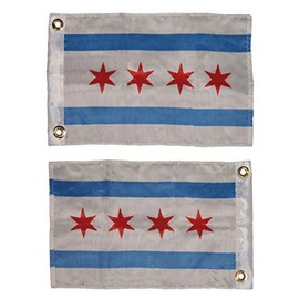 12x18 City of Chicago Double Sided 2ply Solarmax Nylon Flag 12"x18" Car Boat Banner