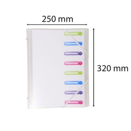 Exacompta - Ref 56187E - Chromaline Collection - Multipart File with an Internal Pocket - 250 x 320mm in Size, Suitable for A4 Documents, 8 Tabbed Sections - Frosted White