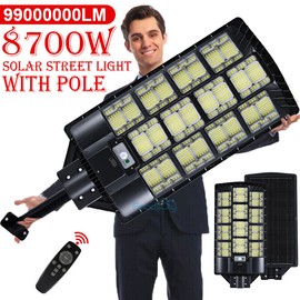 LINEBA 8700W Commercial LARGE Solar Street Light Outdoor Dusk to Dawn High Brightness