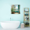 LAIART Bathroom Canvas Print Wall Art Decor Teal Bathtub Picture