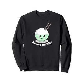 Cute Raised on Rice Bowl Chopstick Asian Food Culture Pocket Sweatshirt