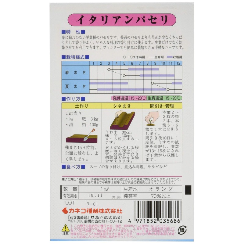 KS100 Kaneko Seedlings, Premium Vegetable Seeds, Italian Parsley