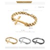 MOOSKI Mens Cross Bracelet,316L Stainless Steel Gold Chain Link Bracelet