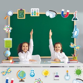 48Pcs Science Cutouts Science Bulletin Board Decorations, Science Lab Accents Science Cut-Outs Science Theme Party Cutouts for Classroom School Home Office Bulletin Board Wall Decor