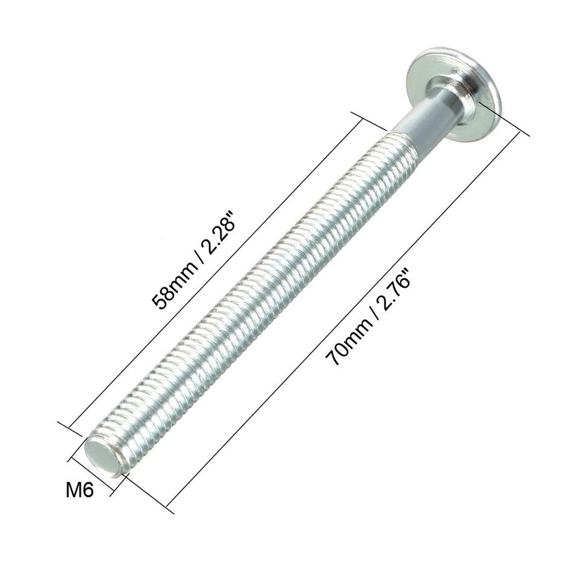 sourcing map M6x70mm Furniture Bolts Hex Socket Screws 50mm Thread