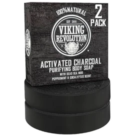 Viking Revolution Jabón de carbón activado para hombres con barro de mar muerto, jabón corporal y facial para hombres, barra de jabón para cuidado fac