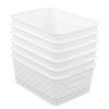 Sandmovie White Plastic Woven Ratten Baskets, 6-Pack